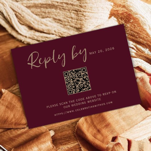 Cartes de réponse de mariage avec QR Code en coule