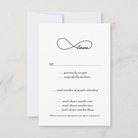 Cartes de réponse de mariage Black Love Infinity (Devant)