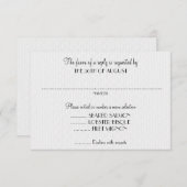 Cartes de réponse de mariage blanc avec menu (Devant / Derrière)
