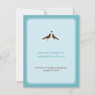 Cartes de réponse de mariage bleues pour oiseaux a
