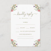 Cartes de réponse de mariage bohème fleuri rustiqu (Devant)
