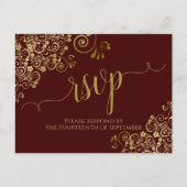 Cartes de réponse de mariage Brun Auburn Calligrap (Devant)