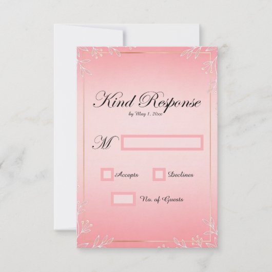 Cartes de réponse de mariage Bubblegum Blush (Devant)
