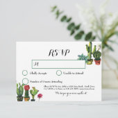 Cartes de réponse de mariage Cactus RSVP Fiesta Lu (Debout devant)