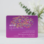 Cartes de réponse de mariage Cassis Violet Élégant (Debout devant)