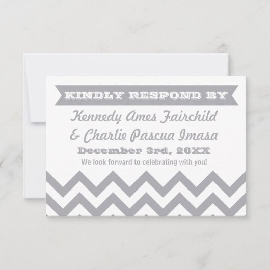 Cartes de réponse de mariage Chevron (Devant)