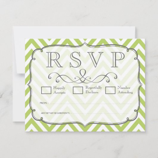 Cartes de réponse de mariage Chevron vert pousses (Devant)