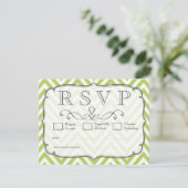 Cartes de réponse de mariage Chevron vert pousses (Debout devant)