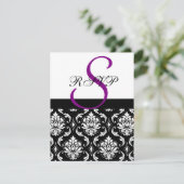 Cartes de réponse de mariage Damas violet (Debout devant)