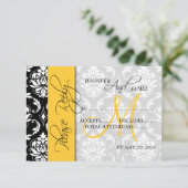 Cartes de réponse de mariage Damask Monogramme Jau (Debout devant)