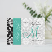 Cartes de réponse de mariage Damassé Monogramme Tu (Debout devant)