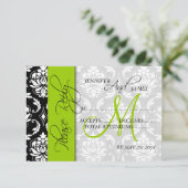 Cartes de réponse de mariage Damassé Monogramme Ve (Debout devant)
