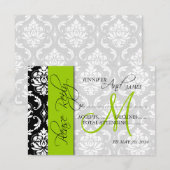 Cartes de réponse de mariage Damassé Monogramme Ve (Devant / Derrière)