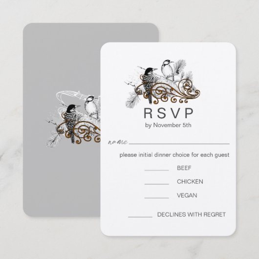 Cartes de réponse de mariage de pics à bois d'amou (Devant / Derrière)