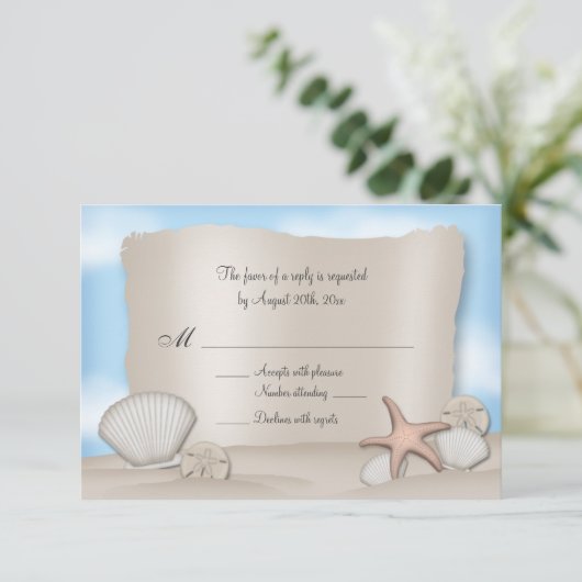 Cartes de réponse de mariage de plage (Debout devant)