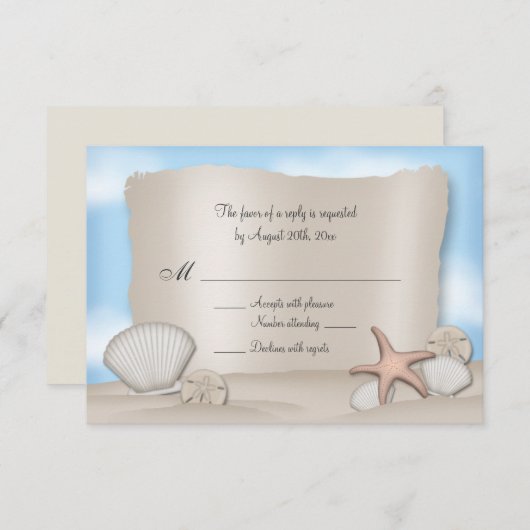 Cartes de réponse de mariage de plage (Devant / Derrière)