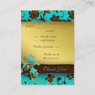 Cartes de réponse de mariage élégant Or Floral BB
