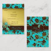 Cartes de réponse de mariage élégant Or Floral BB (Devant / Derrière)