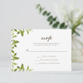 Cartes de réponse de mariage élégantes aux feuille (Debout devant)