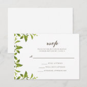 Cartes de réponse de mariage élégantes aux feuille (Devant / Derrière)