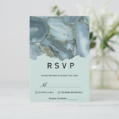 Cartes de réponse de mariage élégantes en marbre (Debout devant)