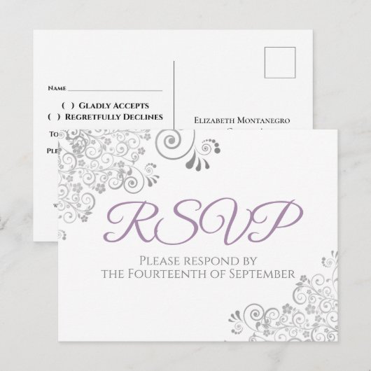 Cartes de réponse de mariage élégantes et simples  (Devant / Derrière)