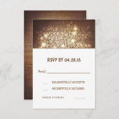 Cartes de réponse de mariage en bois rustique avec (Devant / Derrière)