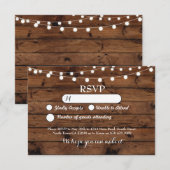 Cartes de réponse de mariage en bois rustique avec (Devant / Derrière)