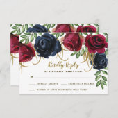 Cartes de réponse de mariage en Bourgogne rustique (Devant / Derrière)