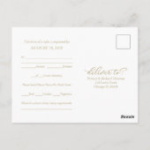 Cartes de réponse de mariage en calligraphie dorée (Dos)