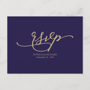 Cartes de réponse de mariage en calligraphie dorée