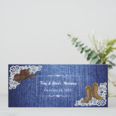 Cartes de réponse de mariage en denim avec bottes (Debout devant)