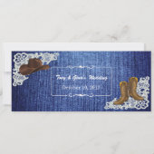 Cartes de réponse de mariage en denim avec bottes (Devant)
