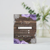 Cartes de réponse de mariage en dentelle rustique  (Debout devant)