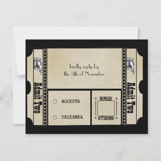 Cartes de réponse de mariage en noir funky texturé (Dos)