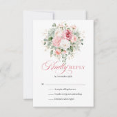 Cartes de réponse de mariage en or et roses blush (Devant)