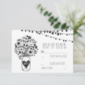 Cartes de réponse de mariage en pot de maçon blanc (Debout devant)