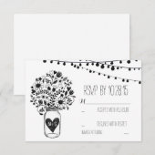 Cartes de réponse de mariage en pot de maçon blanc (Devant / Derrière)