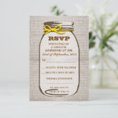 Cartes de réponse de mariage en pot Mason toile de (Debout devant)