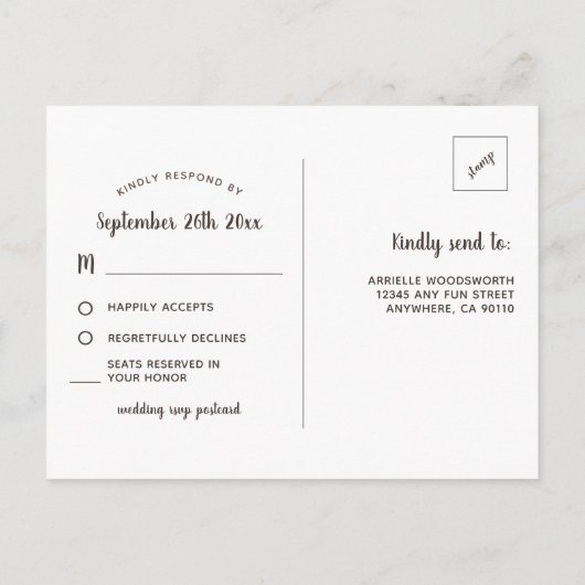 Cartes de réponse de mariage en pot Mason Tourneso (Dos)