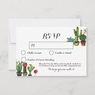 Cartes de réponse de mariage Fiesta Cactus RSVP Lu