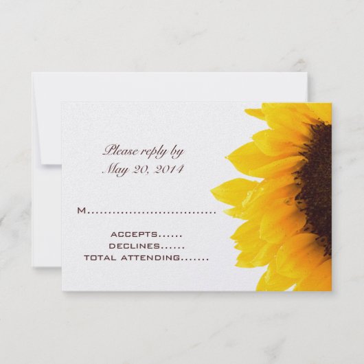 Cartes de réponse de mariage fleur jaune marron so (Devant)