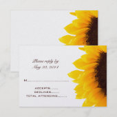 Cartes de réponse de mariage fleur jaune marron so (Devant / Derrière)
