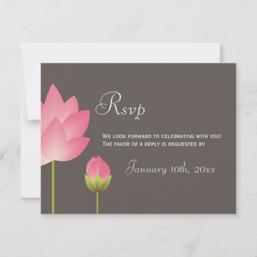 Cartes de réponse de mariage fleurs de lotus blanc (Devant)