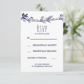 Cartes de réponse de mariage floral blanc et marin (Debout devant)