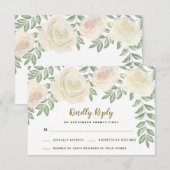 Cartes de réponse de mariage floral champagne ivoi (Devant / Derrière)