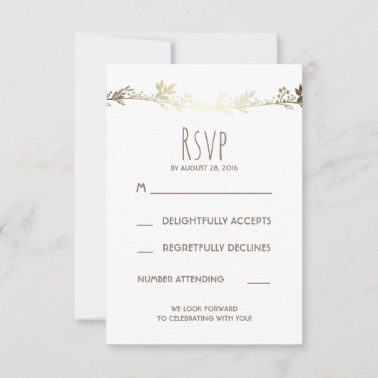 Cartes de réponse de mariage florales blanches et (Devant)