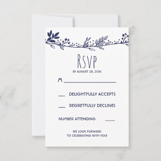 Cartes de réponse de mariage florales blanches et (Devant)