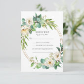 Cartes de réponse de mariage florales blanches et (Debout devant)
