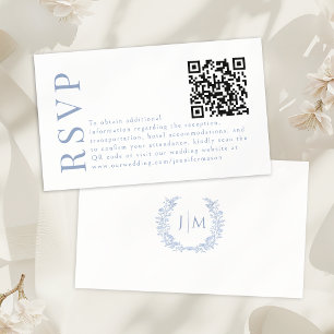 Cartes de réponse de mariage florales bohèmes bleu